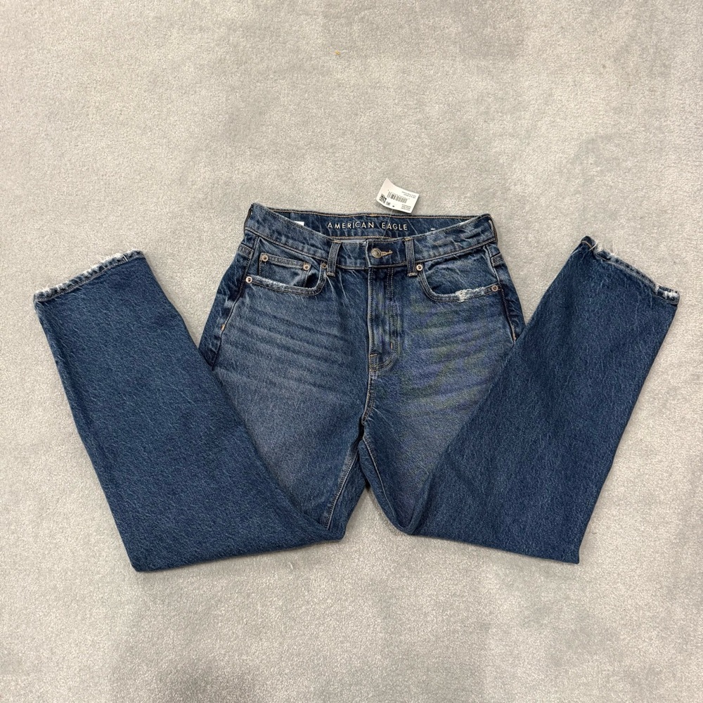 American Eagle Outfitters Women's Super High Rise Straight Leg Jeans - Blue